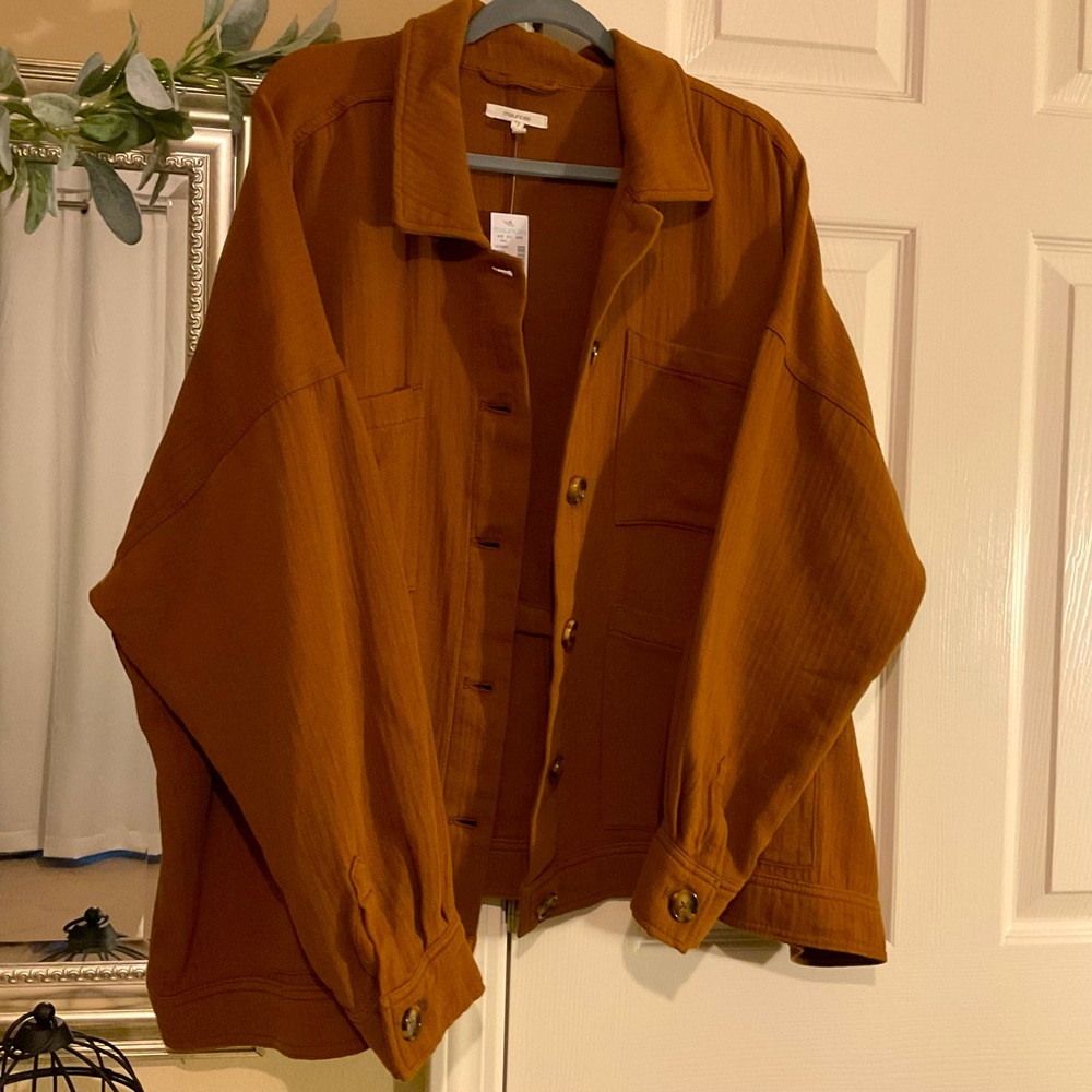 Cognac Pocket Cinched Utility Jacket